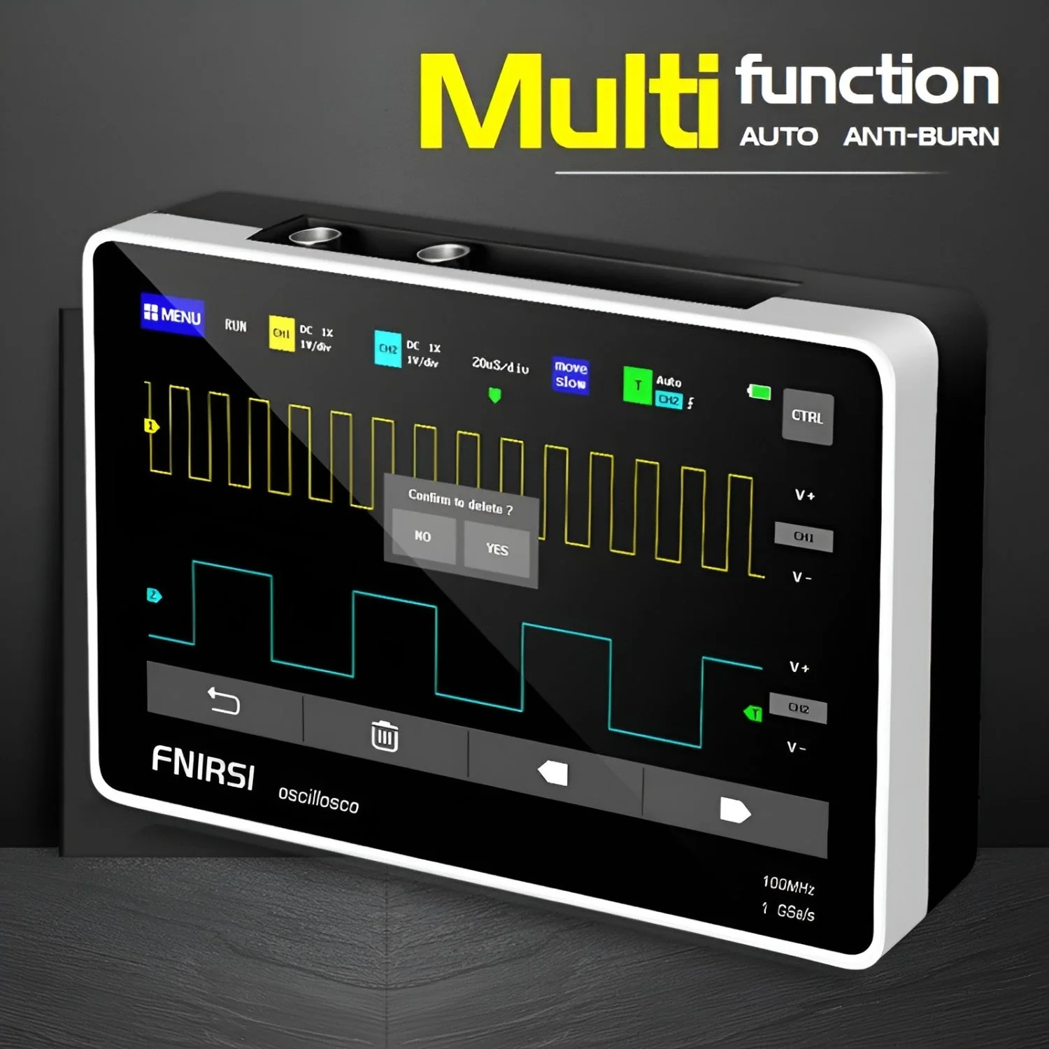 FNIRSI® 1013D Tablet Dual Channel 100MHz 1GS/s Touchable Panel Oscilloscope - Image 5