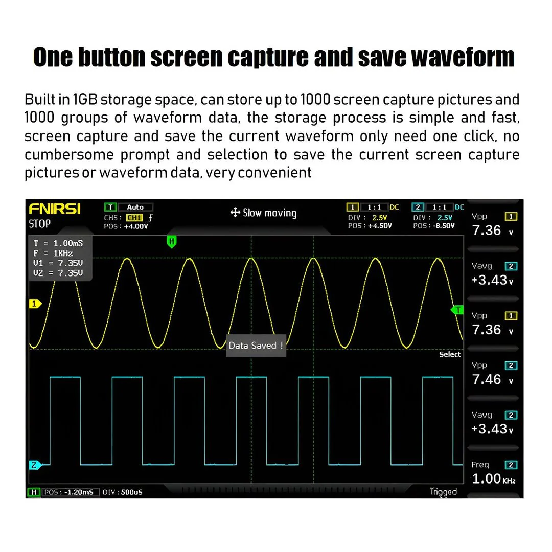 FNIRSI® 1014D 2-IN-1 Dual Channel 100MHz 1GS/s Digital Oscilloscope Signal Generator - Image 11