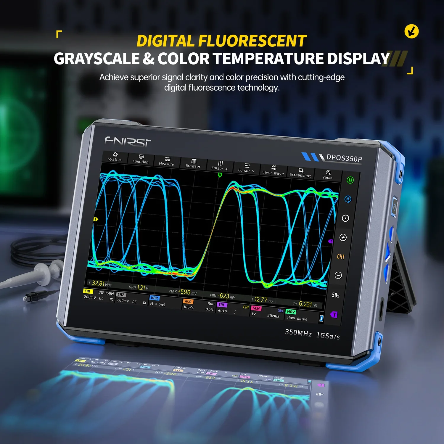 FNIRSI® DPOS350P 4-IN-1 350MHz 1GSPS Tablet Oscilloscope Signal Generator Spectrum Analyzer Frequency Response Analyzer - Image 5