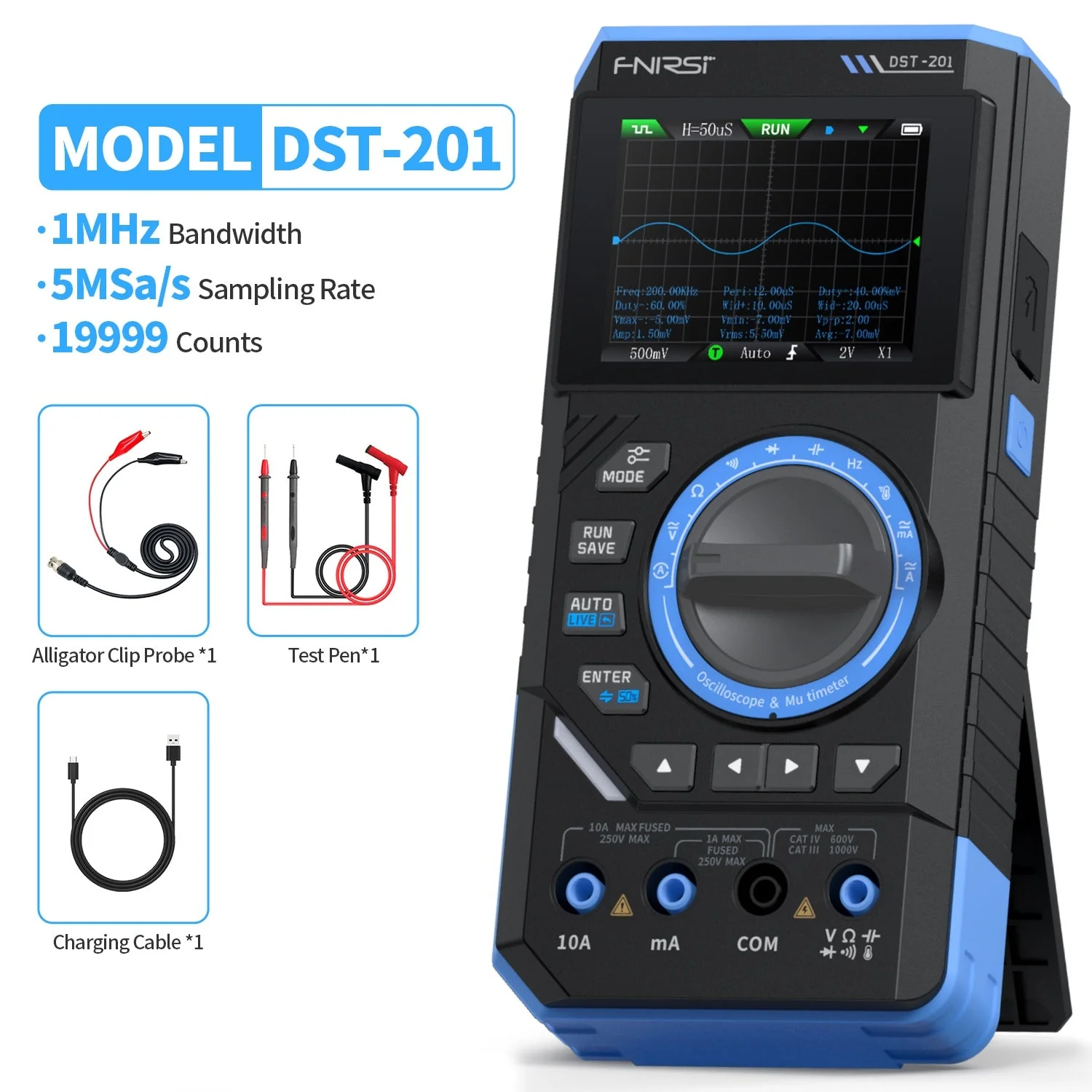 FNIRSI® DST-210 / DST-201 Handheld 3-IN-1 Multimeter Oscilloscope Signal Generator - Image 10