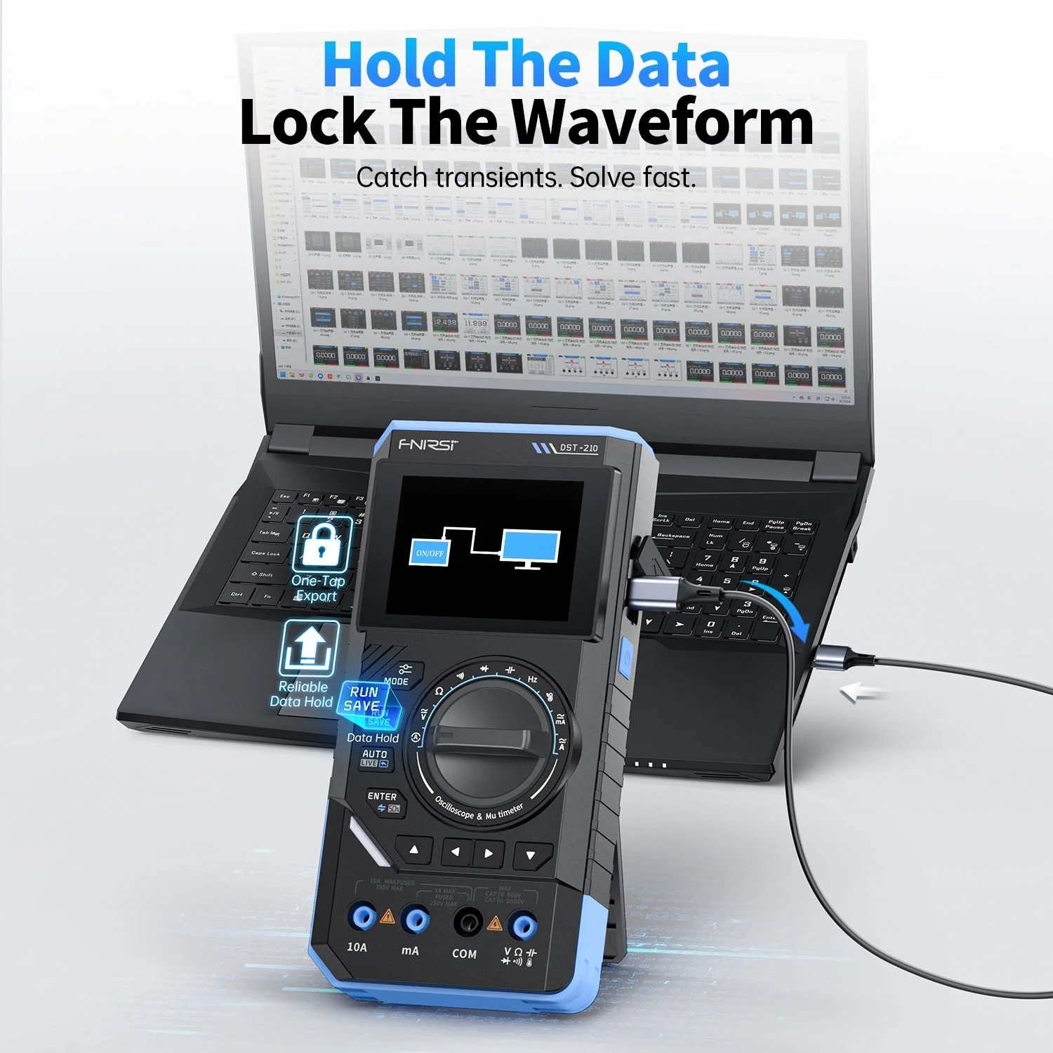 FNIRSI® DST-210 / DST-201 Handheld 3-IN-1 Multimeter Oscilloscope Signal Generator - Image 7
