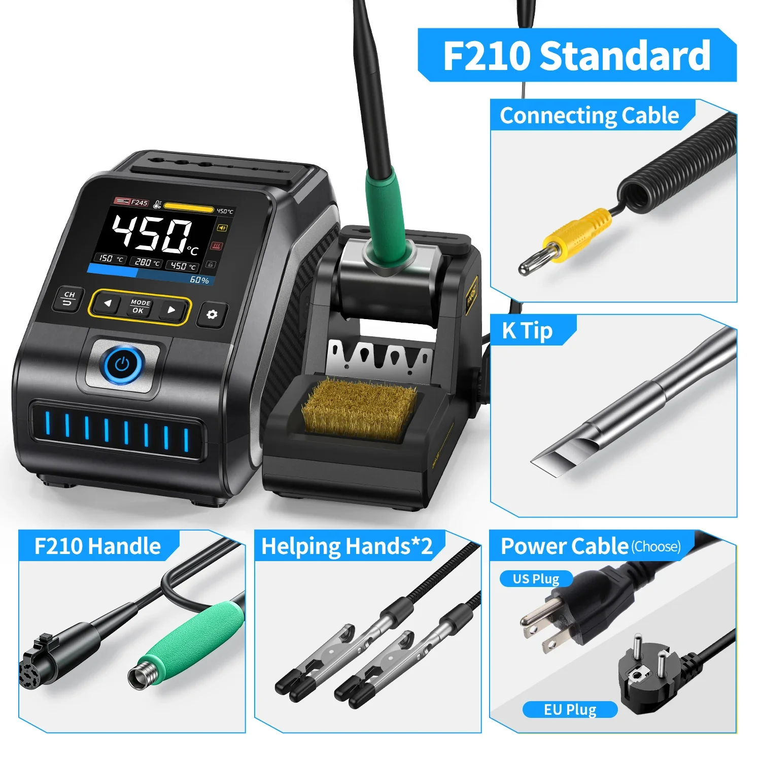 FNIRSI® DWS-200 200W Power Rapid Heating Soldering Iron Station Kit - Image 9