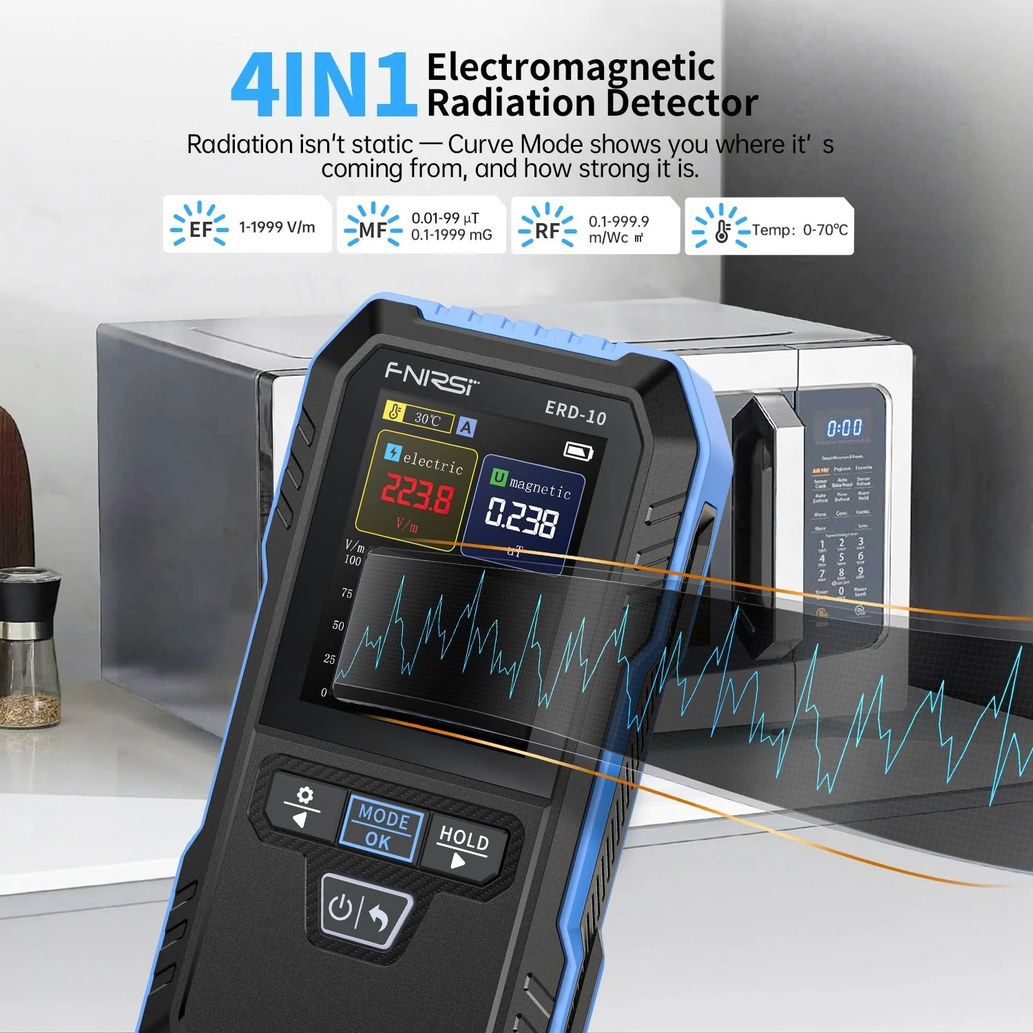 FNIRSI® ERD-10 4-IN-1 Electromagnetic Radiation Detector - Image 3