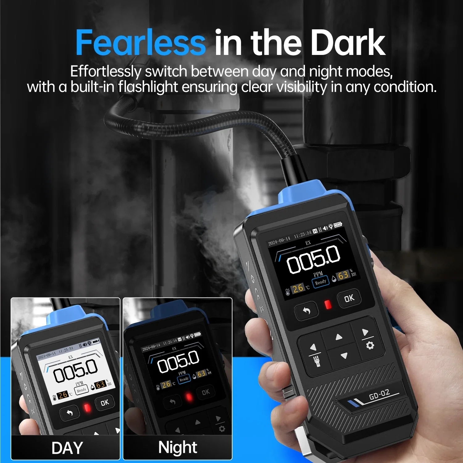 FNIRSI® GD-02 Portable Combustible Gas Detector Color Screen Methane Propane Isobutane Monitor - Image 8