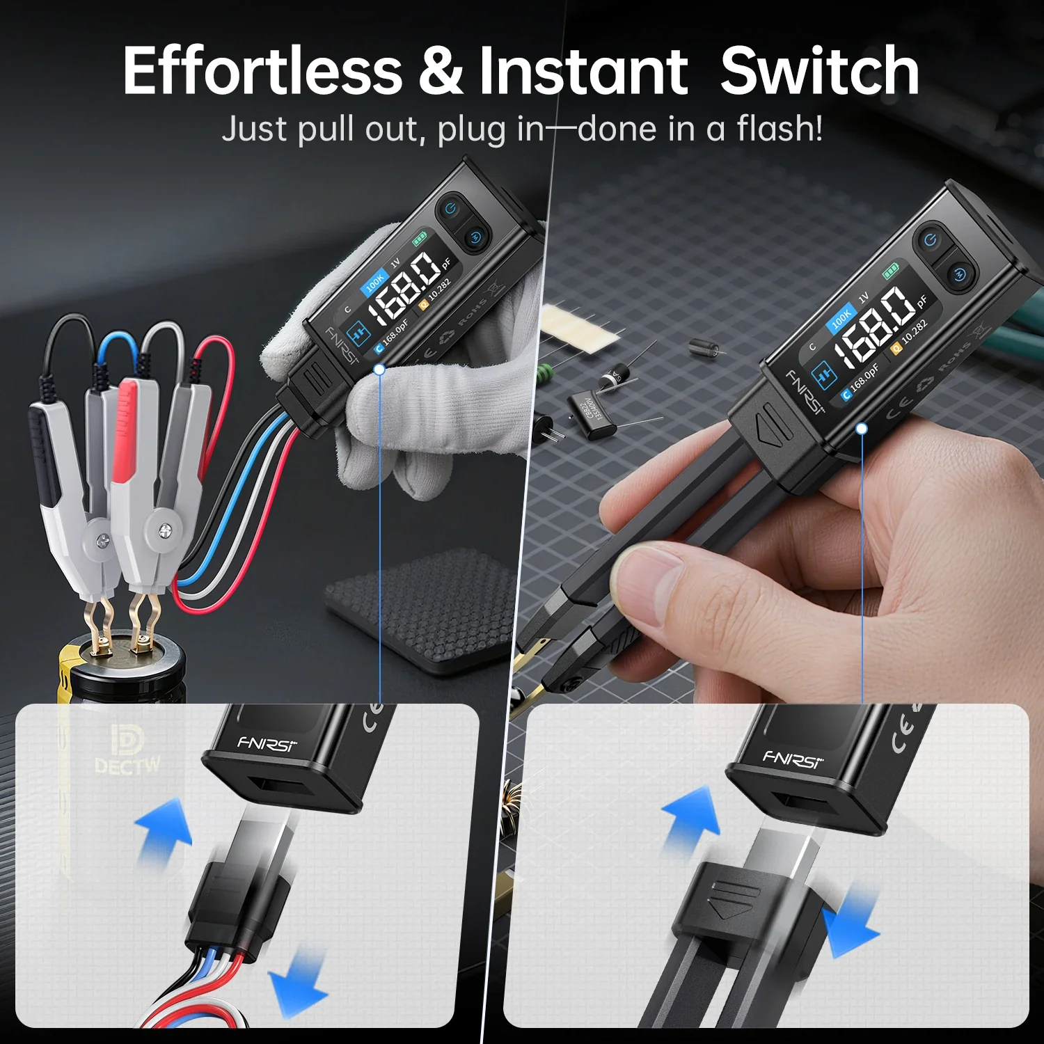 FNIRSI® LCR-ST2 100K LCR ESR Meter 2-in-1 Digital Tweezers Bridge - Image 7